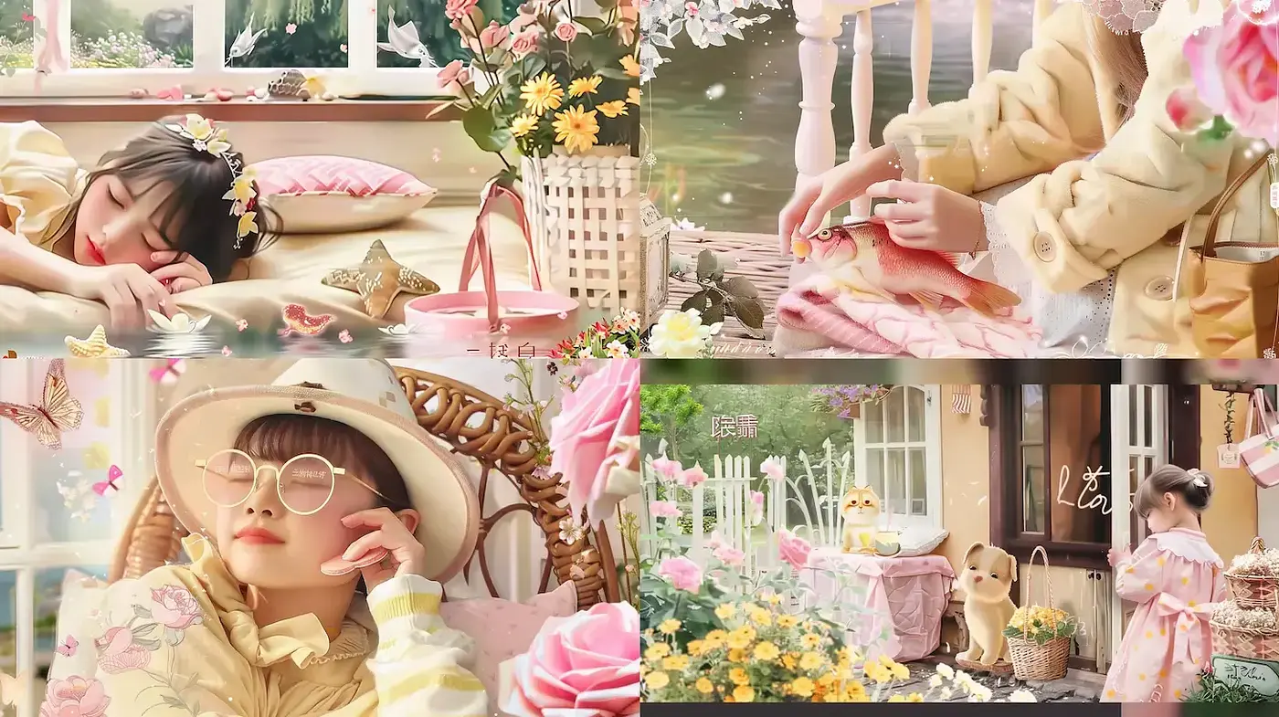 Whimsical Floral Aesthetic with a Nostalgic Touch - Midjourney sref style