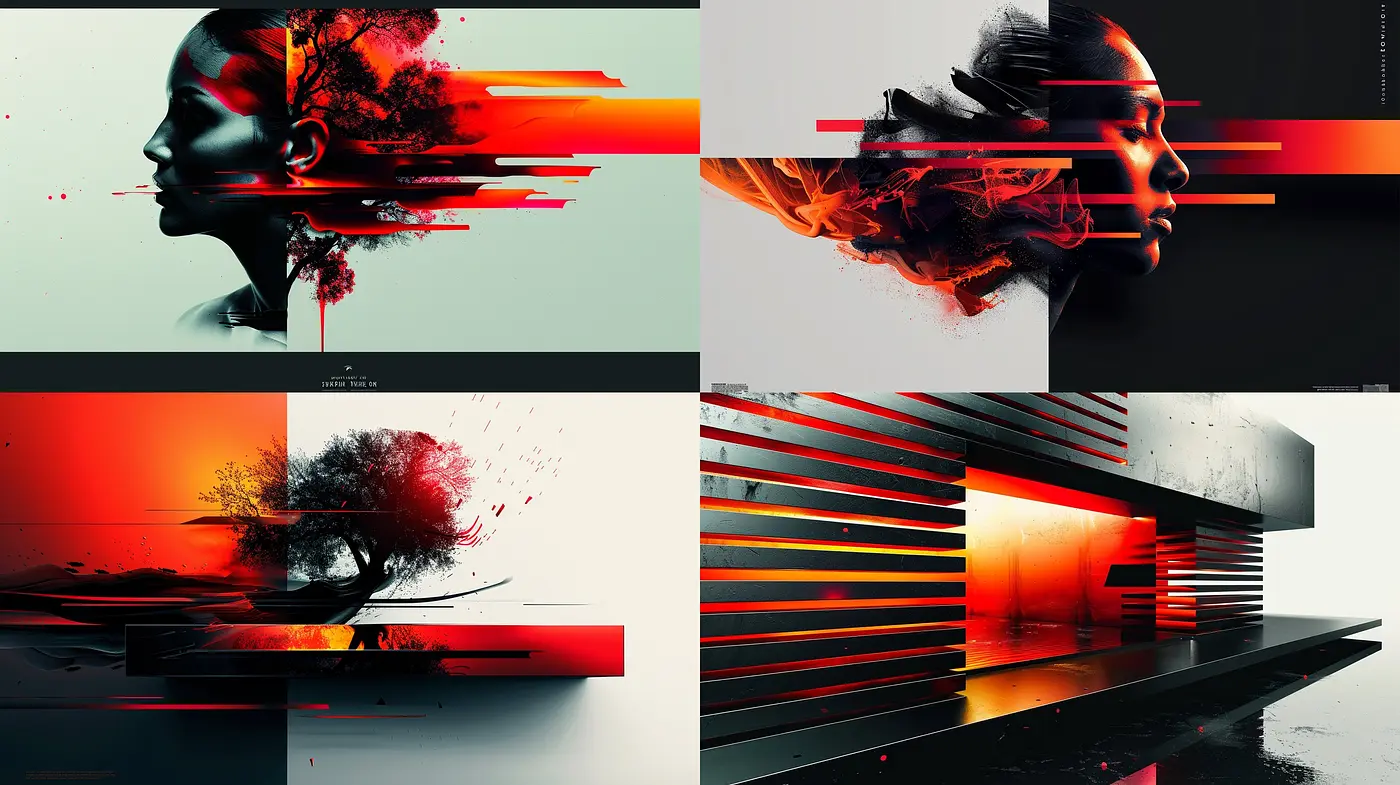 Surreal Digital Fusion: An Abstract Exploration of Vivid Hues and Fragmented Reality - Midjourney sref style