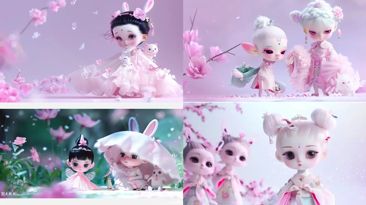 Enchanted Pastel Dreamscape of Whimsical Characters - Midjourney sref style