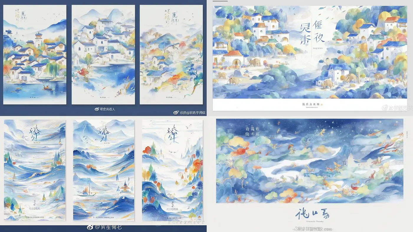 Serene Watercolor Landscapes with a Dreamy Aesthetic - Midjourney sref style