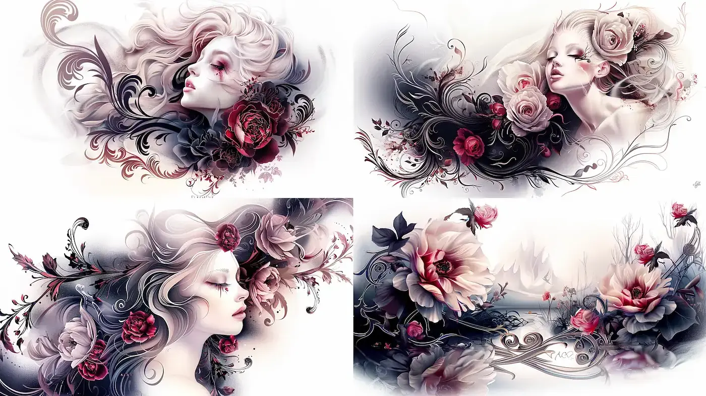 Ethereal Elegance with Floral Fantasy Elements - Midjourney sref style