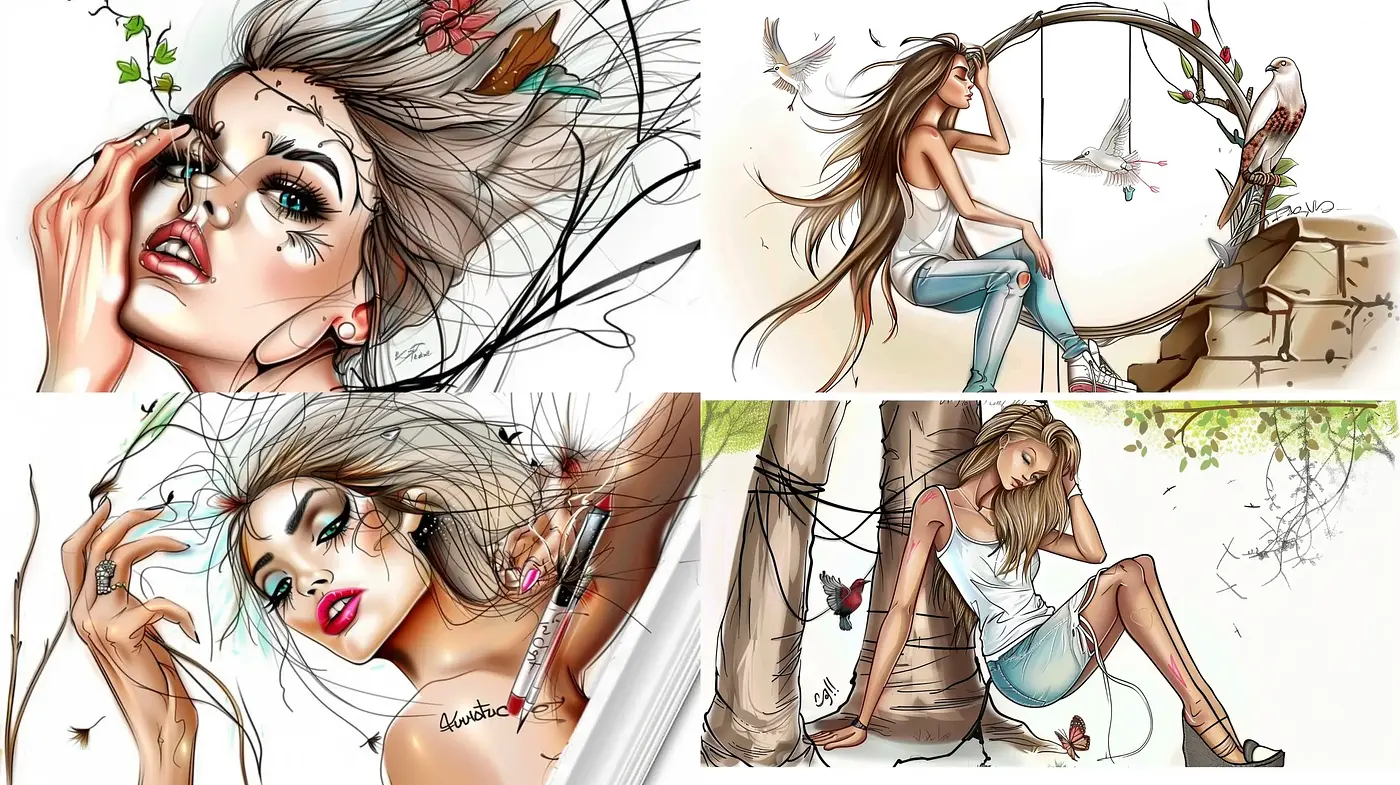 Ethereal Elegance: Contemporary Portraiture with a Whimsical Edge - Midjourney sref style