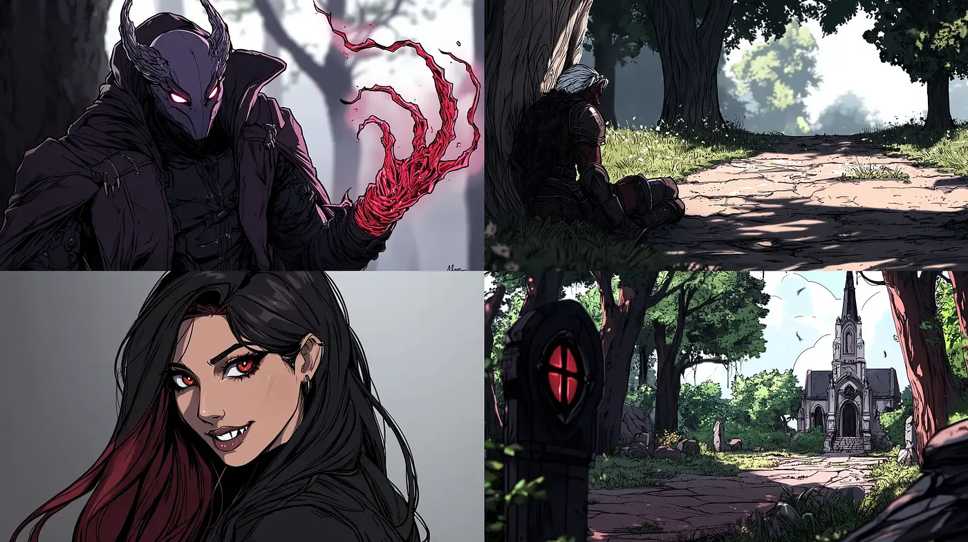 Dynamic Graphic Novel Elegance with a Mysterious Undertone - Midjourney sref style