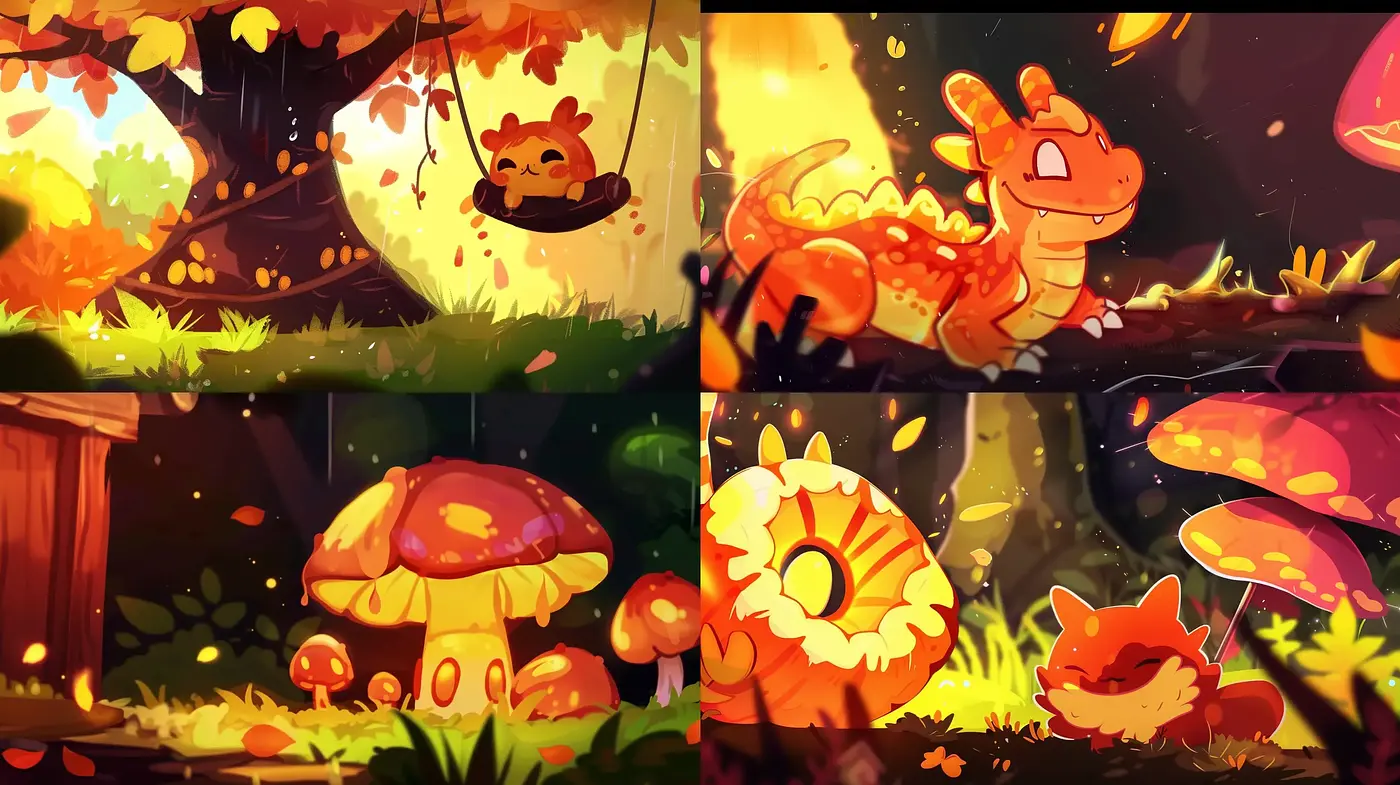 Enchanted Autumn Whimsy: A Warm and Inviting Cartoon Fantasy - Midjourney sref style