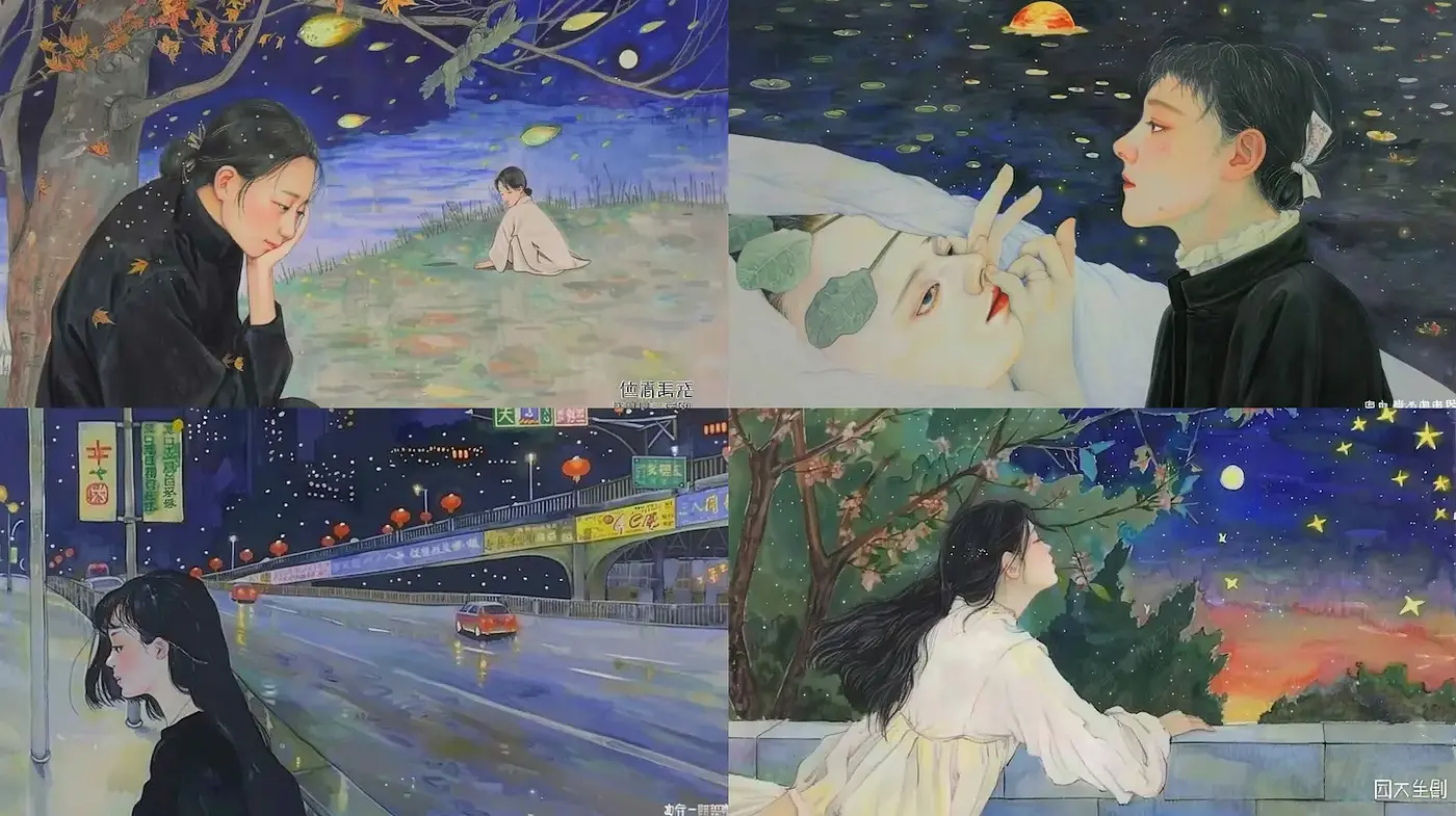 Dreamy and ethereal expressions in a modern artistic vision - Midjourney sref style
