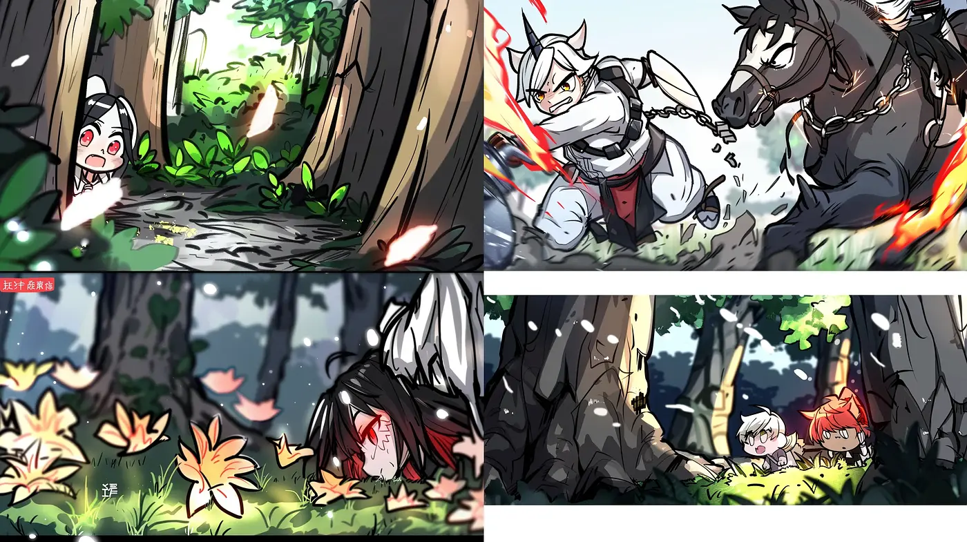 Energetic Anime-Inspired Environments with Dynamic Character Interactions - Midjourney sref style