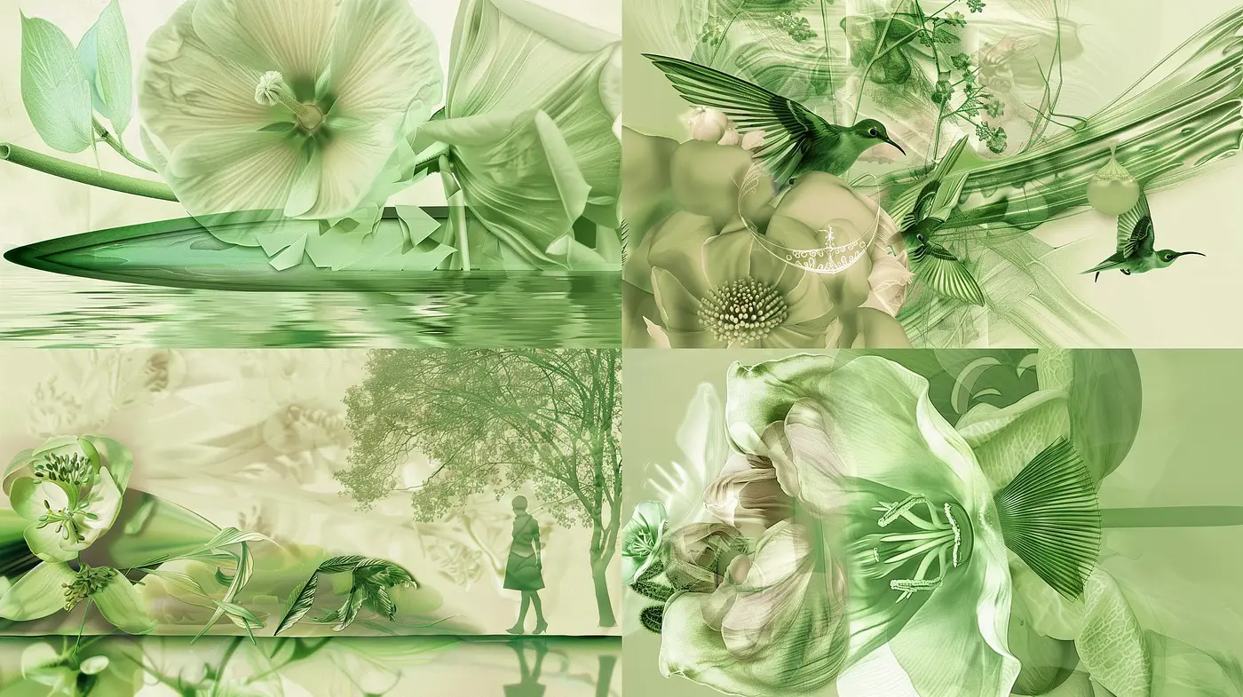Serenity in Verdant Hues: A Homage to Botanical Elegance - Midjourney sref style