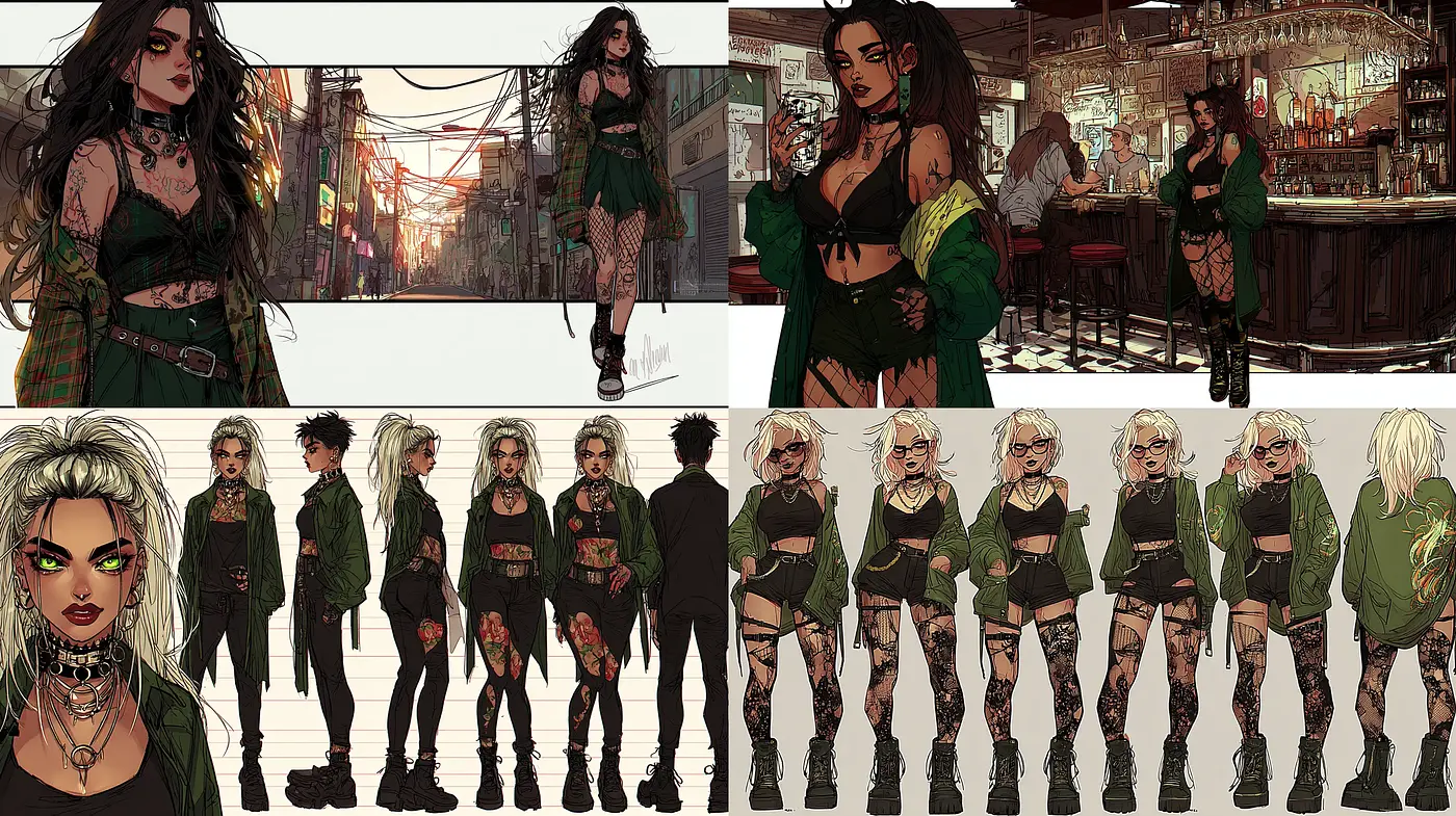 Stylized Urban Aesthetic with Retro Influences and Bold Character Design - Midjourney sref style