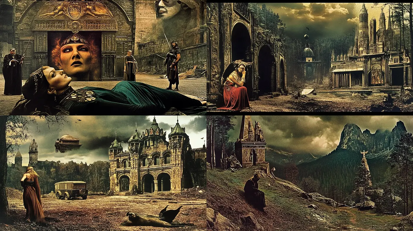 Surreal, Dreamlike Composition with Gothic Influences - Midjourney sref style