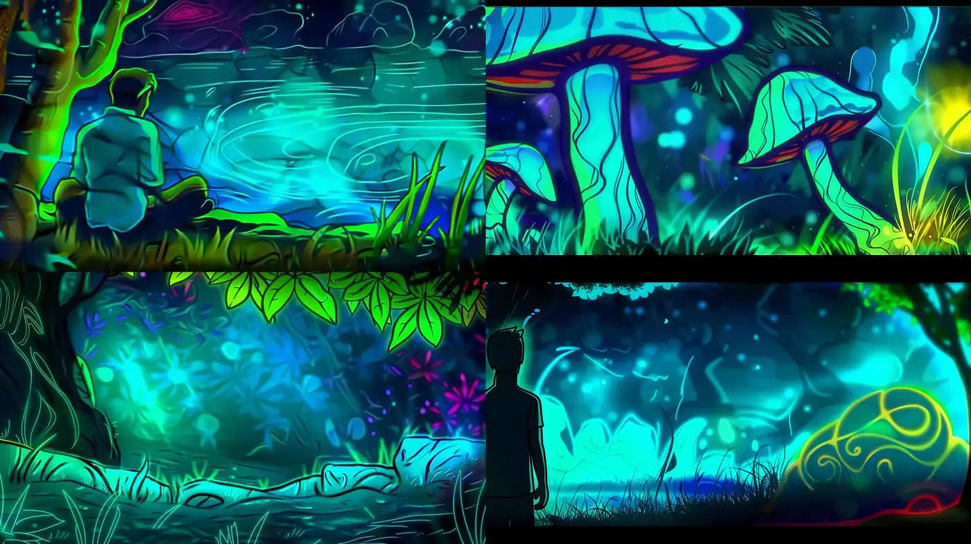 Luminous Fantasia: A Journey Through Ethereal Neon Wilderness - Midjourney sref style
