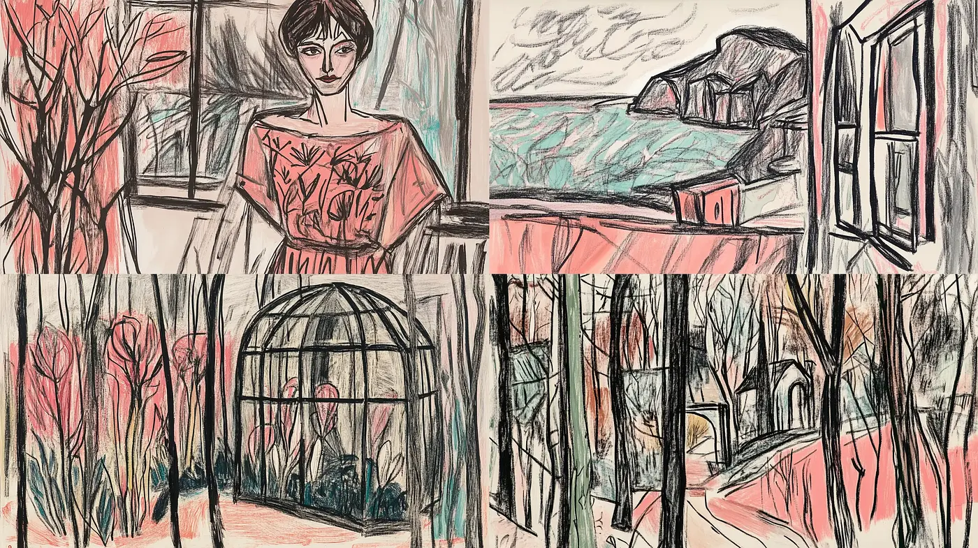 Abstract Expressionist Sketchbook Ensemble - Midjourney sref style