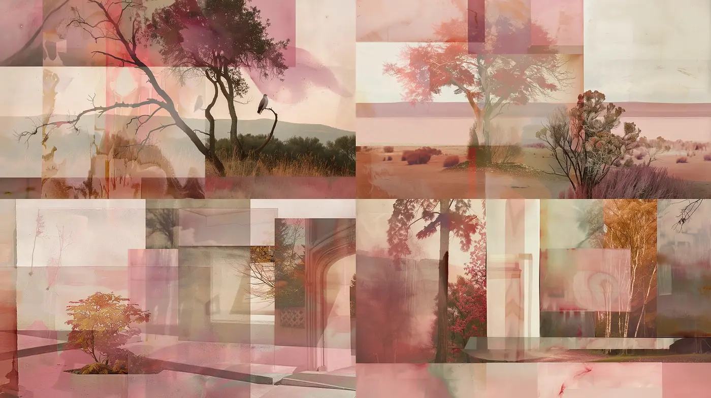 Fragmented Visions of a Dreamlike Landscape - Midjourney sref style