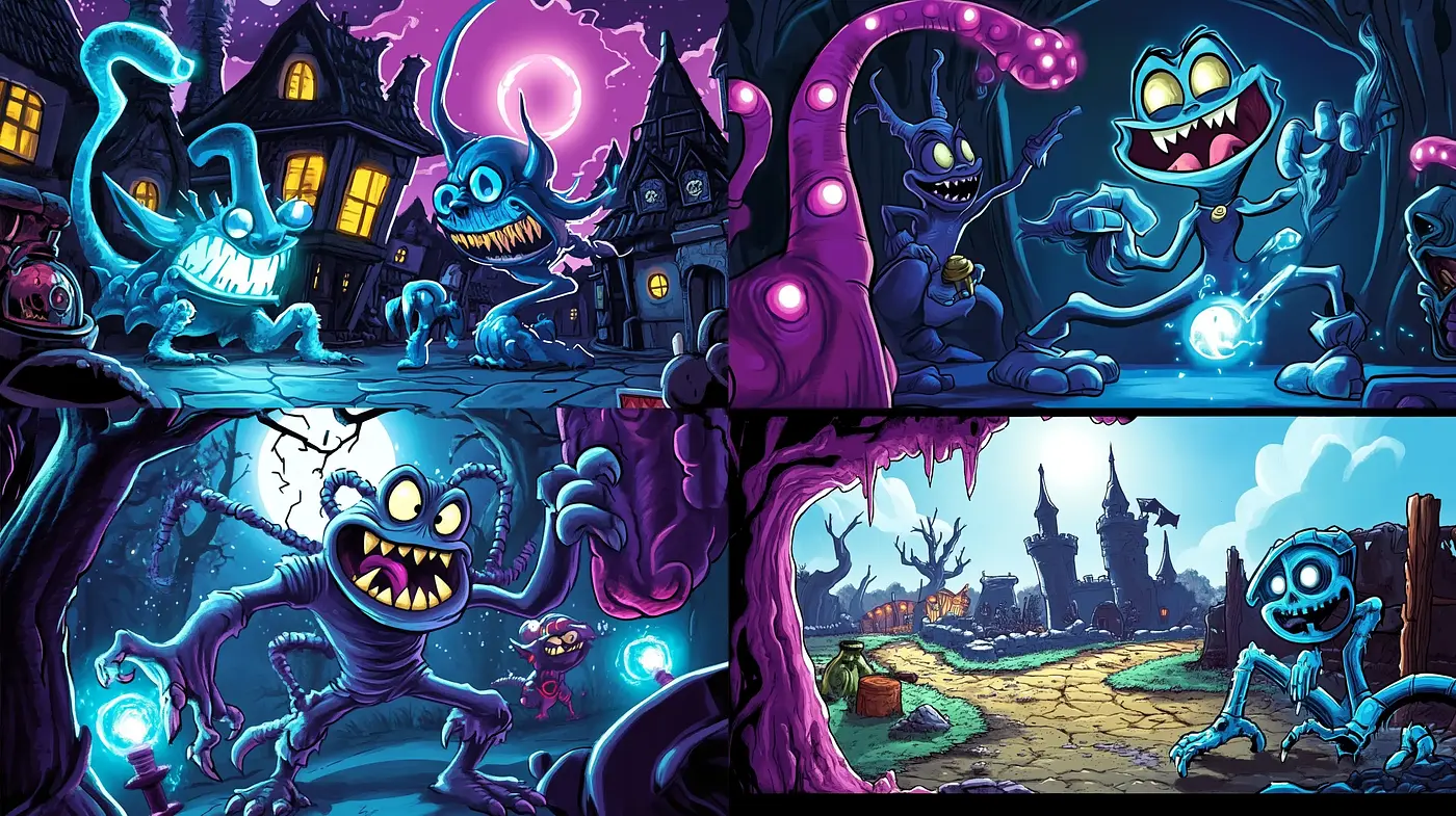 Energetic Nocturne of Whimsical Monsters - Midjourney sref style