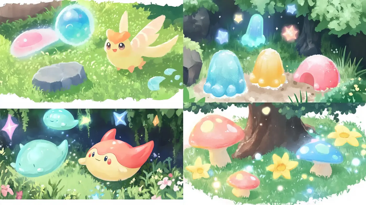 Enchanted Whimsical Forest: A Pastel Dreamland of Magic and Softness - Midjourney sref style