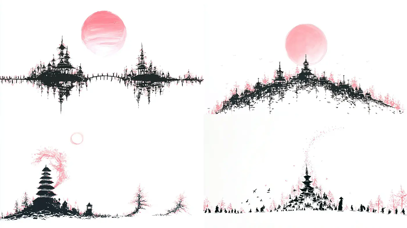 Serene and Minimalist East Asian Inspired Landscapes - Midjourney sref style