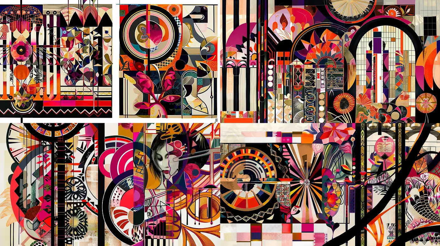 Eclectic Fusion of Abstract Geometric and Organic Artistry - Midjourney sref style