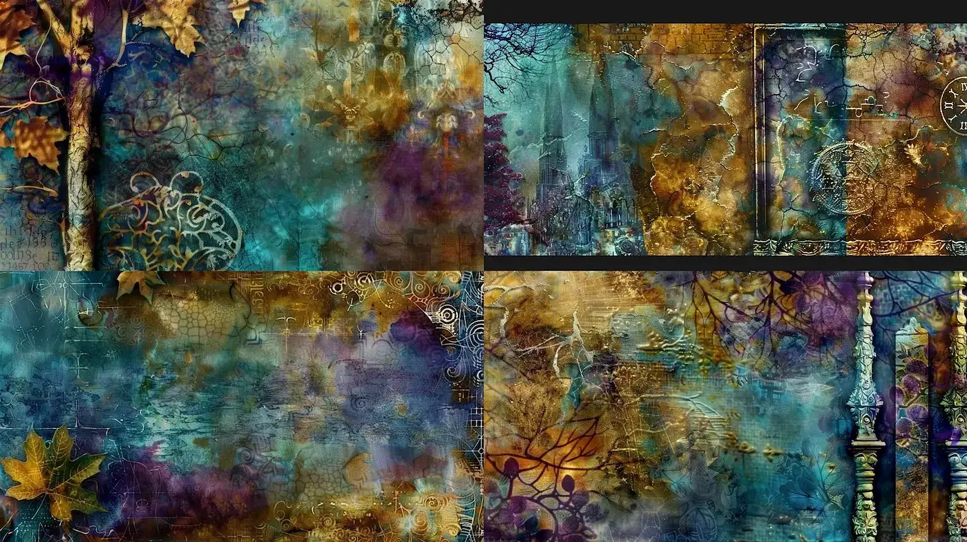 Mystical Harmony of Nature and Texture in Abstract Art - Midjourney sref style