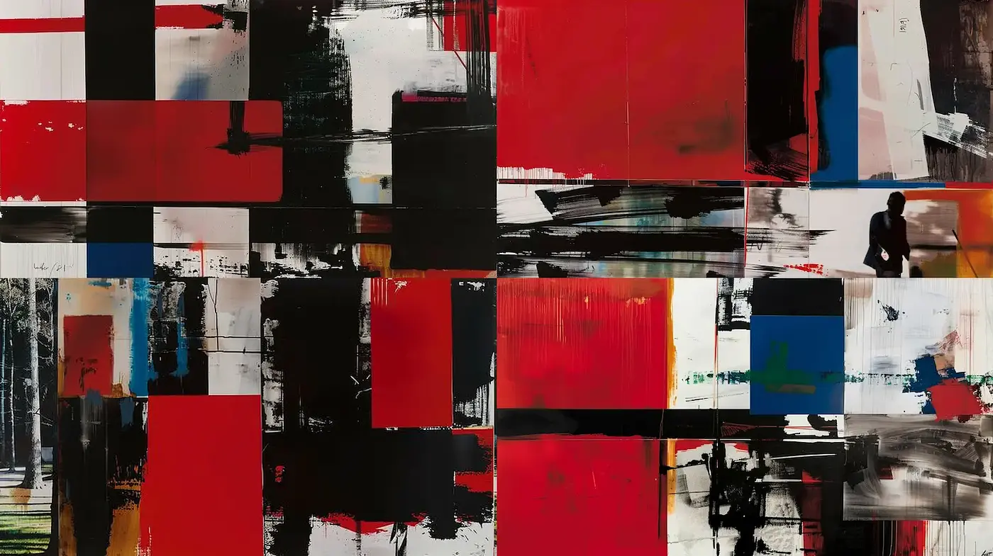 Dynamic and Bold Abstract Composition with a Layered Texture - Midjourney sref style