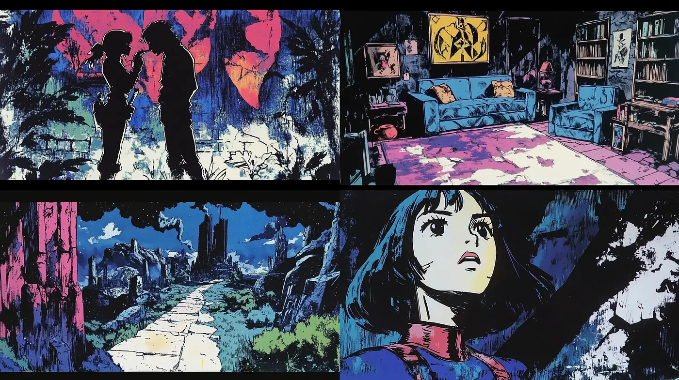 Ethereal Neon Noir with Anime Aesthetic - Midjourney sref style