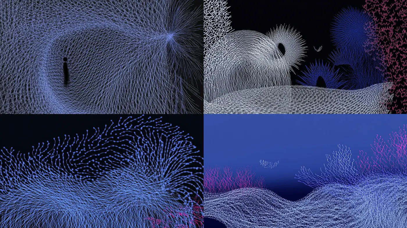 Abstract Luminescent Fibrous Dreamscape - Midjourney sref style