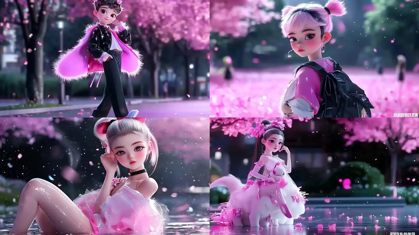 Ethereal Cherry Blossom Dreamscape in Luminous Pink - Midjourney sref style