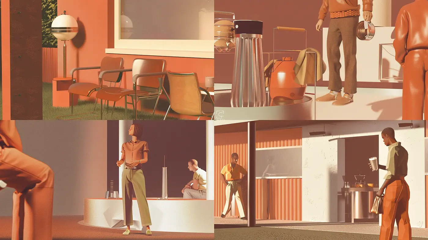 Warm Retrofuturism: A Harmonious Blend of Past and Future Aesthetics - Midjourney sref style