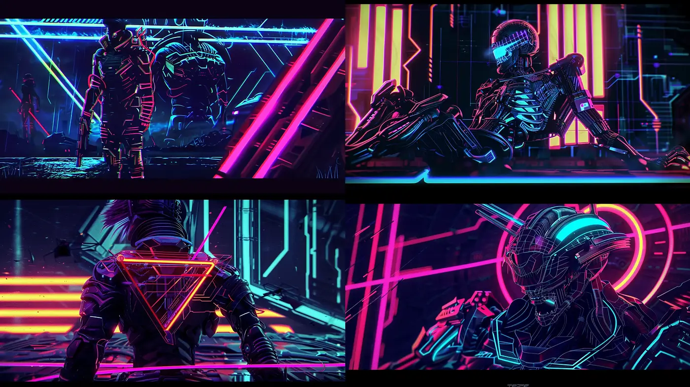 Neon Cyberpunk Dreamscape: A Fusion of Digital Futurism and Vibrant Synthwave Aesthetics - Midjourney sref style