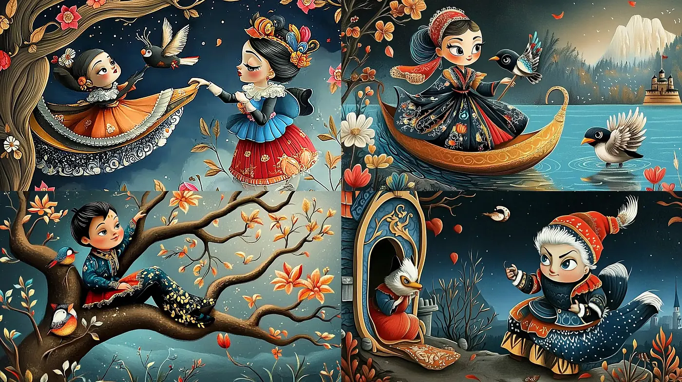 Enchanted Whimsy: A Fairytale Fusion with Lively Textures and Rich Hues - Midjourney sref style
