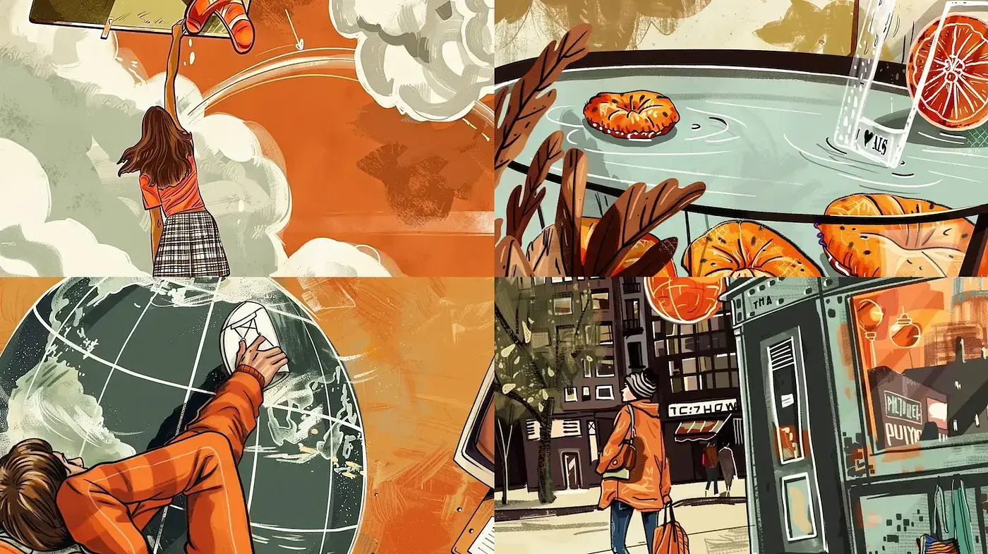 Earthy Hues in Stylized Narratives: A Cohesive Blend of Warm Tones and Illustrated Storytelling - Midjourney sref style