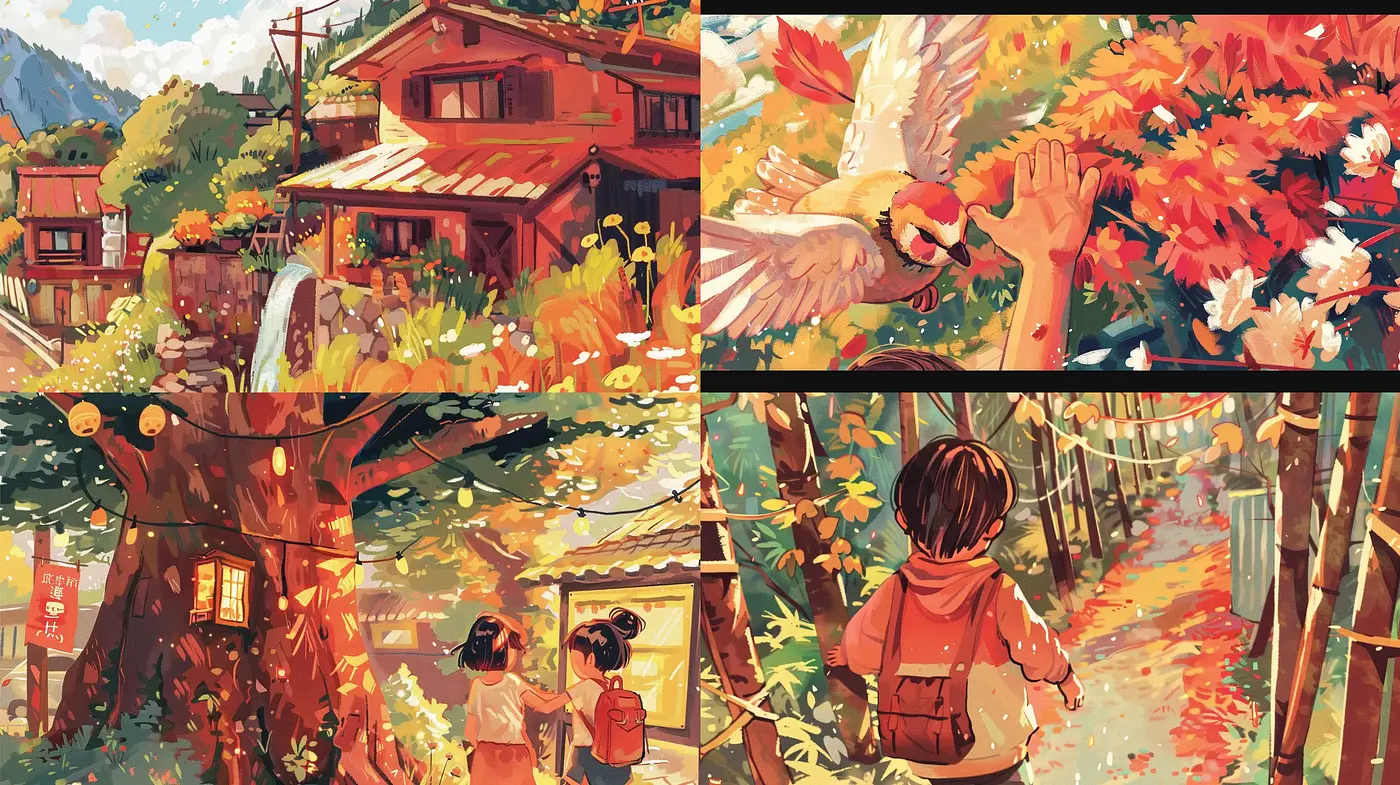 Autumnal Harmony in Anime-Inspired Brushstrokes - Midjourney sref style