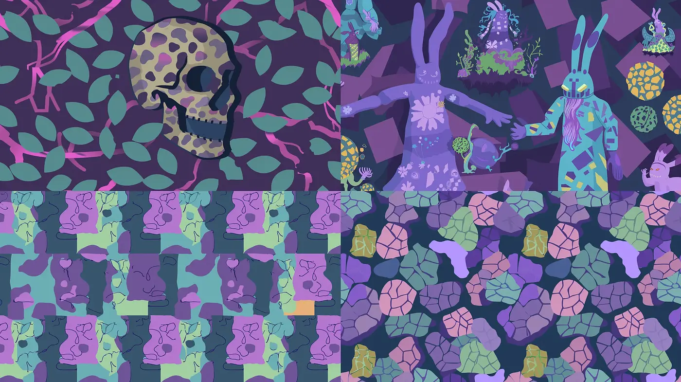 Harmonious Pastel Menagerie with Surrealist Undertones - Midjourney sref style