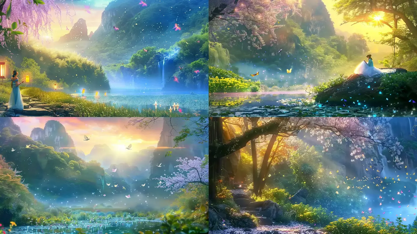 Enchanted Luminous Dreamscapes in a Serene Palette - Midjourney sref style