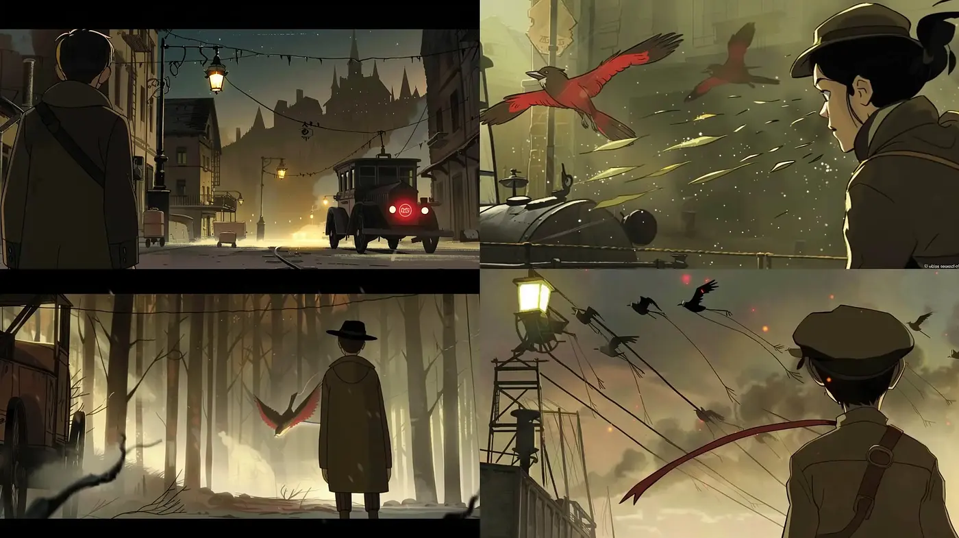 Noir-Inspired Cinematic Frames with a Graphic Novel Aesthetic - Midjourney sref style