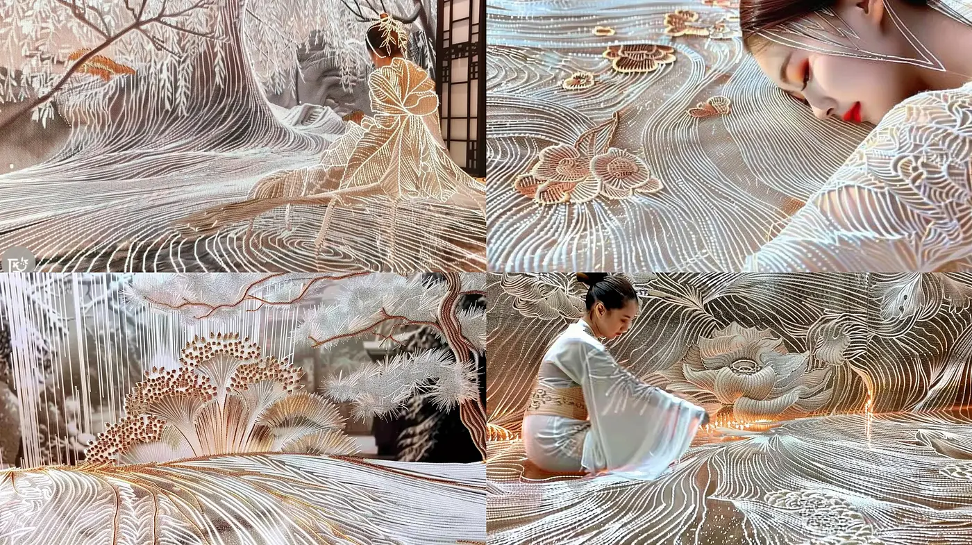 Ethereal Threads of Tranquility: A Contemporary Take on Traditional Asian Aesthetics - Midjourney sref style