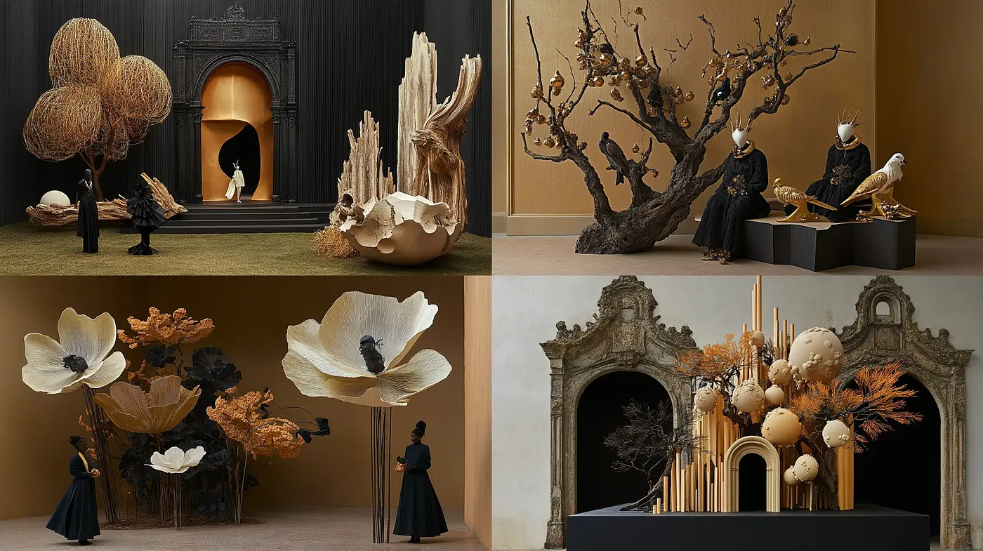Baroque Reverie in Sepia - a Consistent Exploration of Dramatic Contrasts and Natural Elements - Midjourney sref style