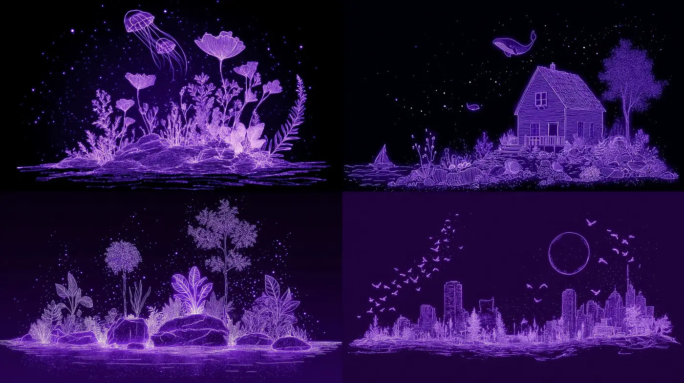 Ethereal and Dreamy Nature Illustrations with Consistent Textural Depth - Midjourney sref style