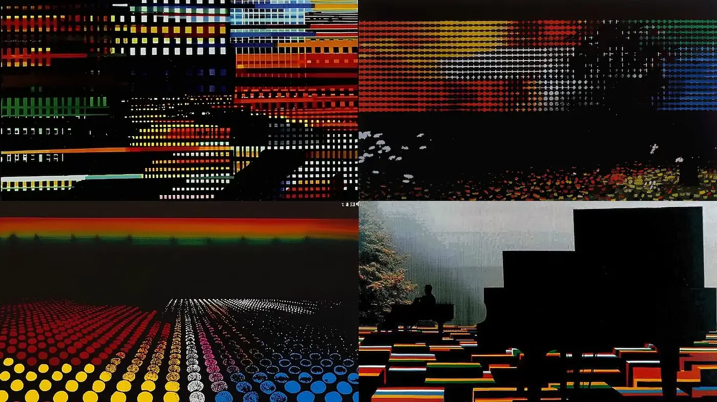 Vibrant Geometric Abstractions with Retro Influences - Midjourney sref style
