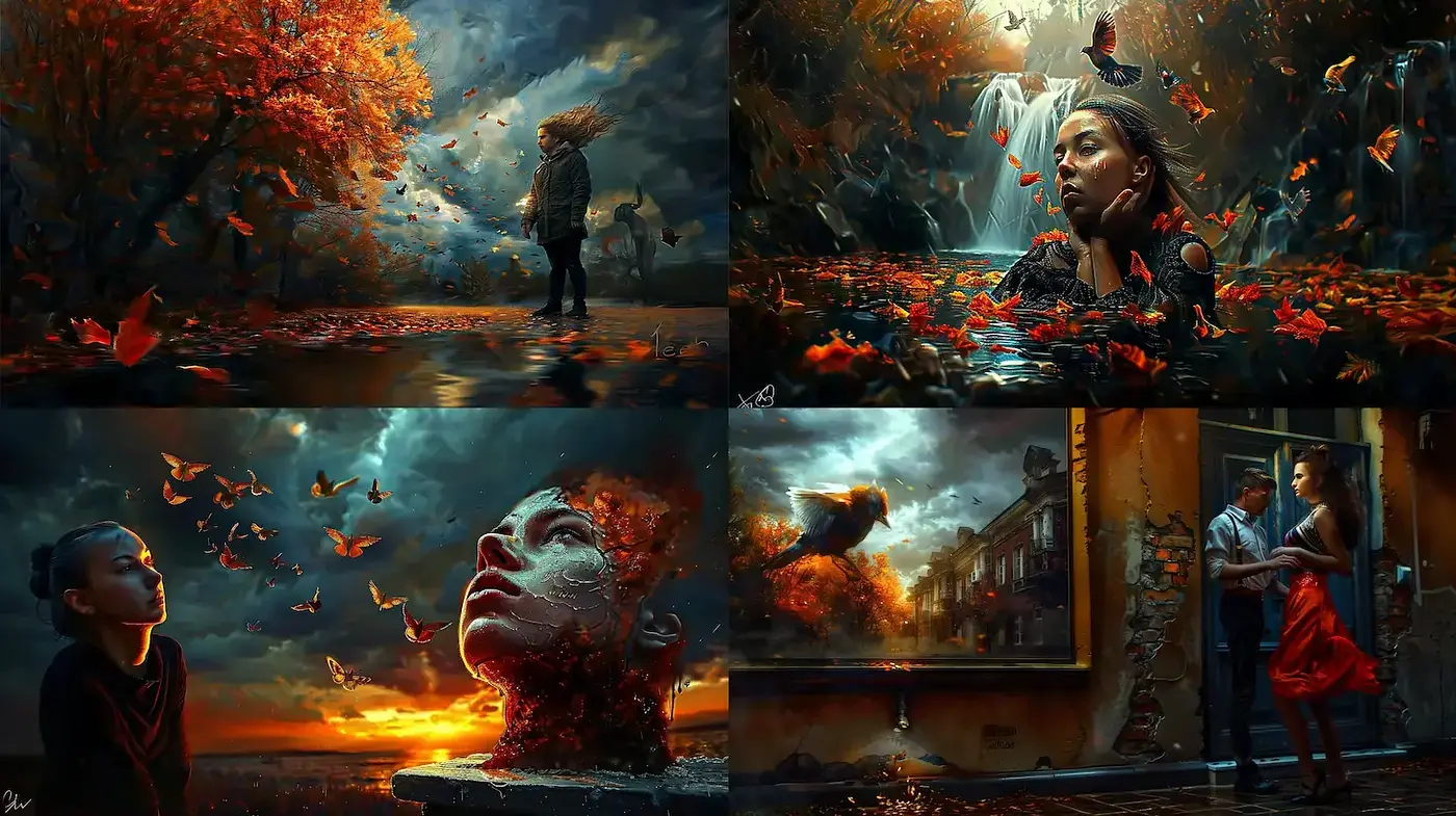 Dramatic and evocative fantasy style with rich emotional undertones - Midjourney sref style