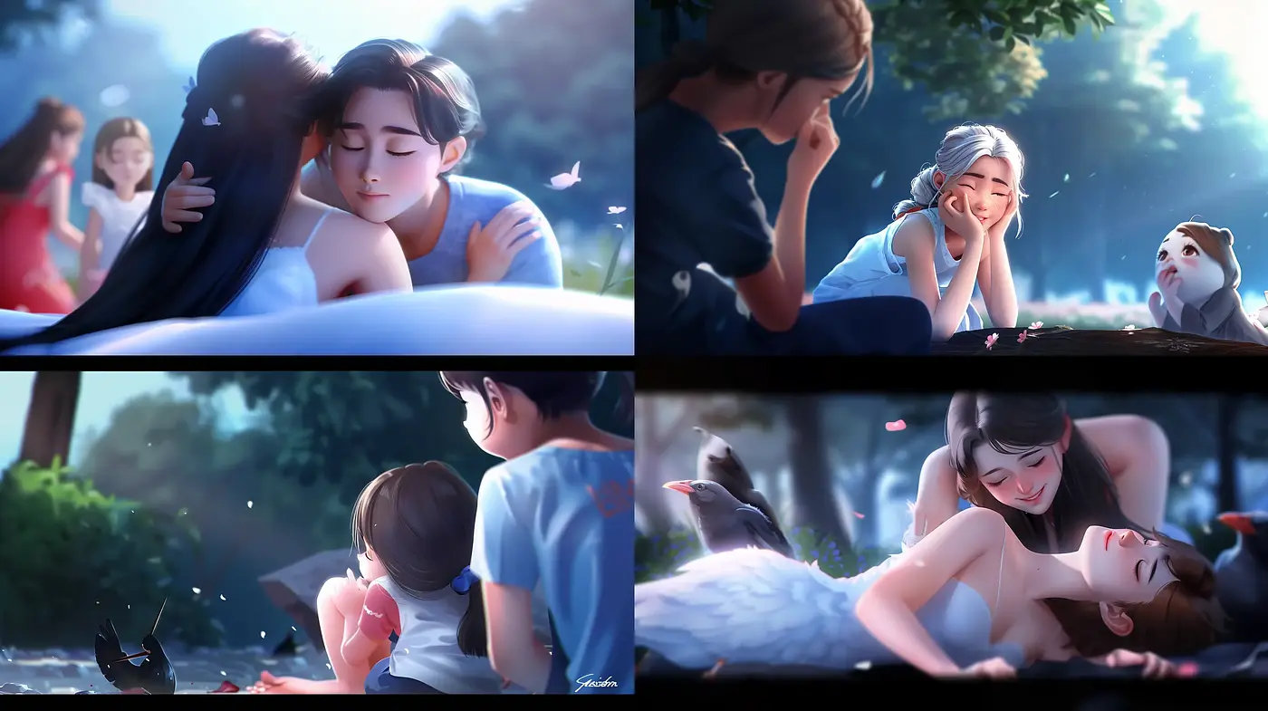 Ethereal Moments of Tender Connection in Luminous Dreamscapes - Midjourney sref style