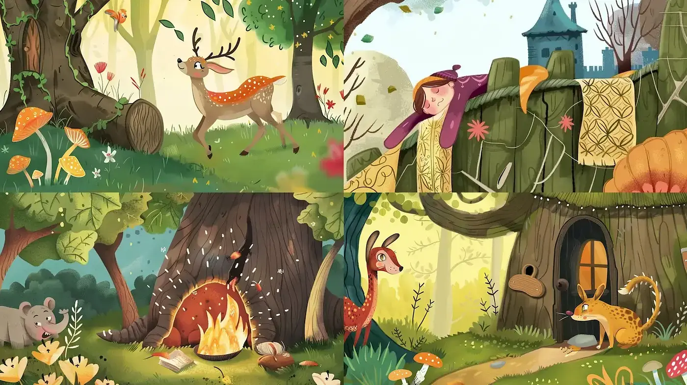 Enchanted Forest Whimsy: A Storybook Illustration Style Journey - Midjourney sref style