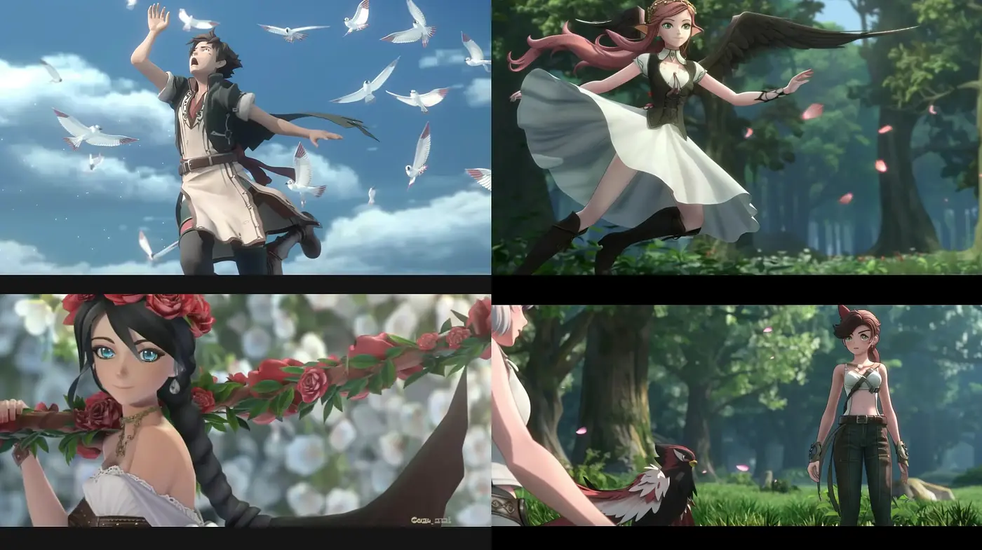 Ethereal Anime-Inspired Dreamscape with Lush Natural Palette - Midjourney sref style