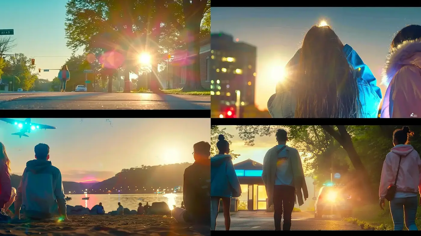 Vibrant and Dreamlike Cinematic Scenes Captured in a Luminous Glow - Midjourney sref style