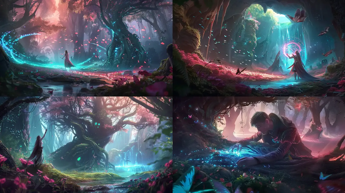 Enchanted Ethereal Forests: A Mystical Digital Painting Series - Midjourney sref style