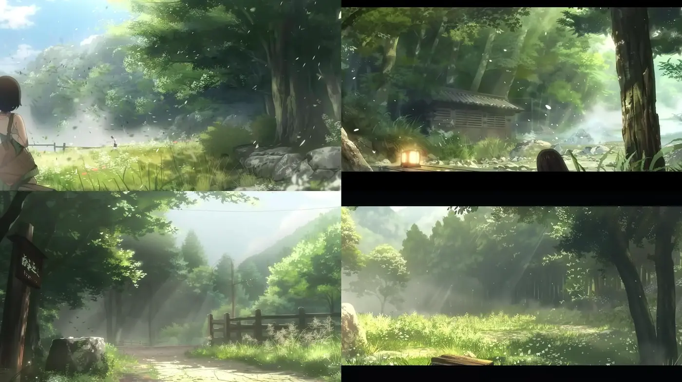 Tranquil Nature in Luminescent Greens: A Consistent Harmony of Pastoral Serenity - Midjourney sref style