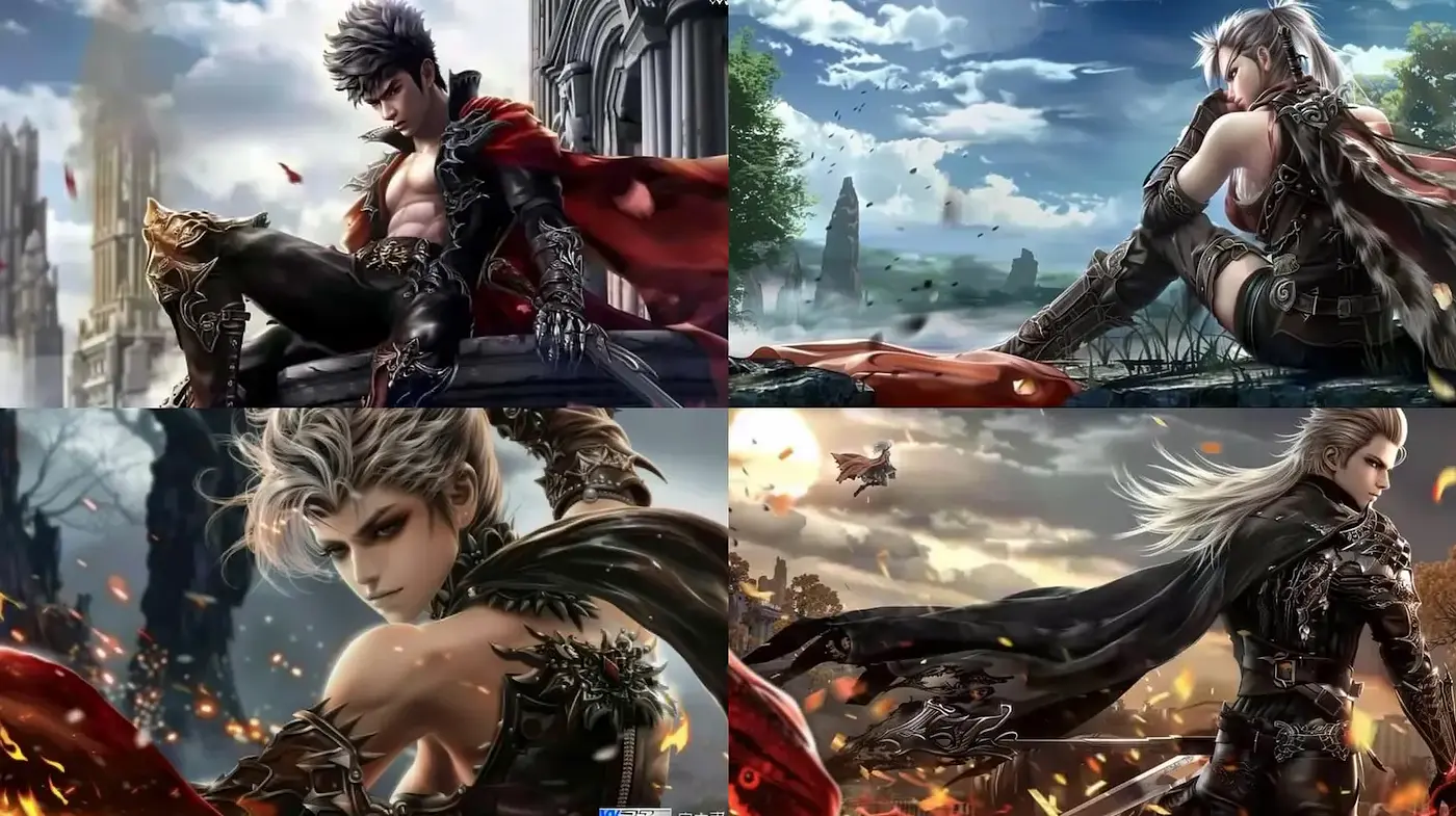 Epic Fantasy Art with Dynamic Character Elements and Dramatic Landscapes - Midjourney sref style