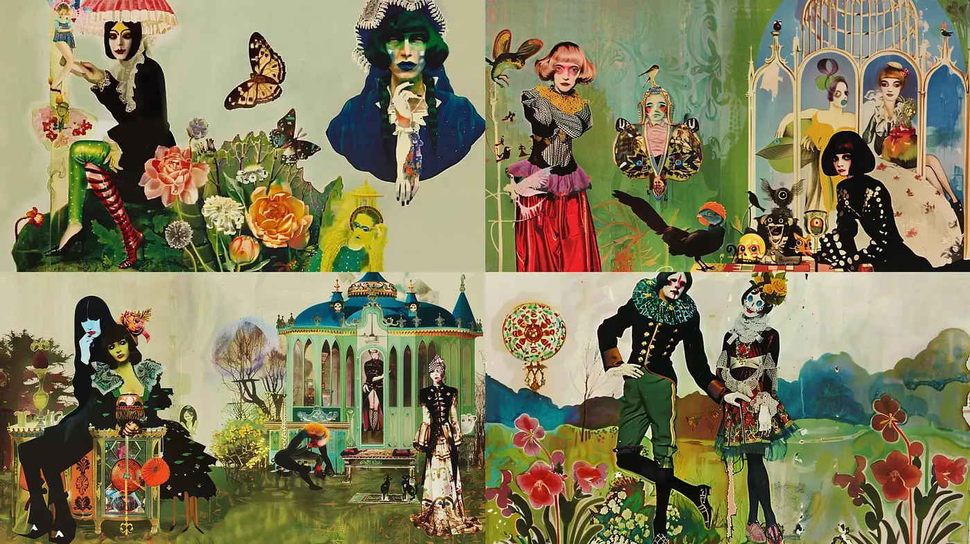 Eclectic Dreamscape Pastiches with Whimsical Undertones - Midjourney sref style