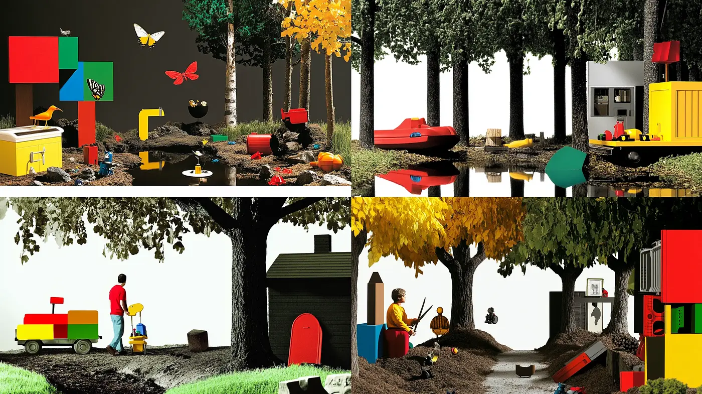 Autumnal Serenity with Bold Geometric Contrasts - Midjourney sref style