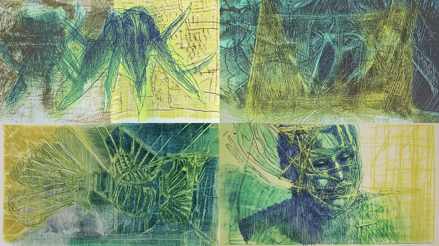 Tactile Textural Synthesis in Muted Aquatic Tones - Midjourney sref style