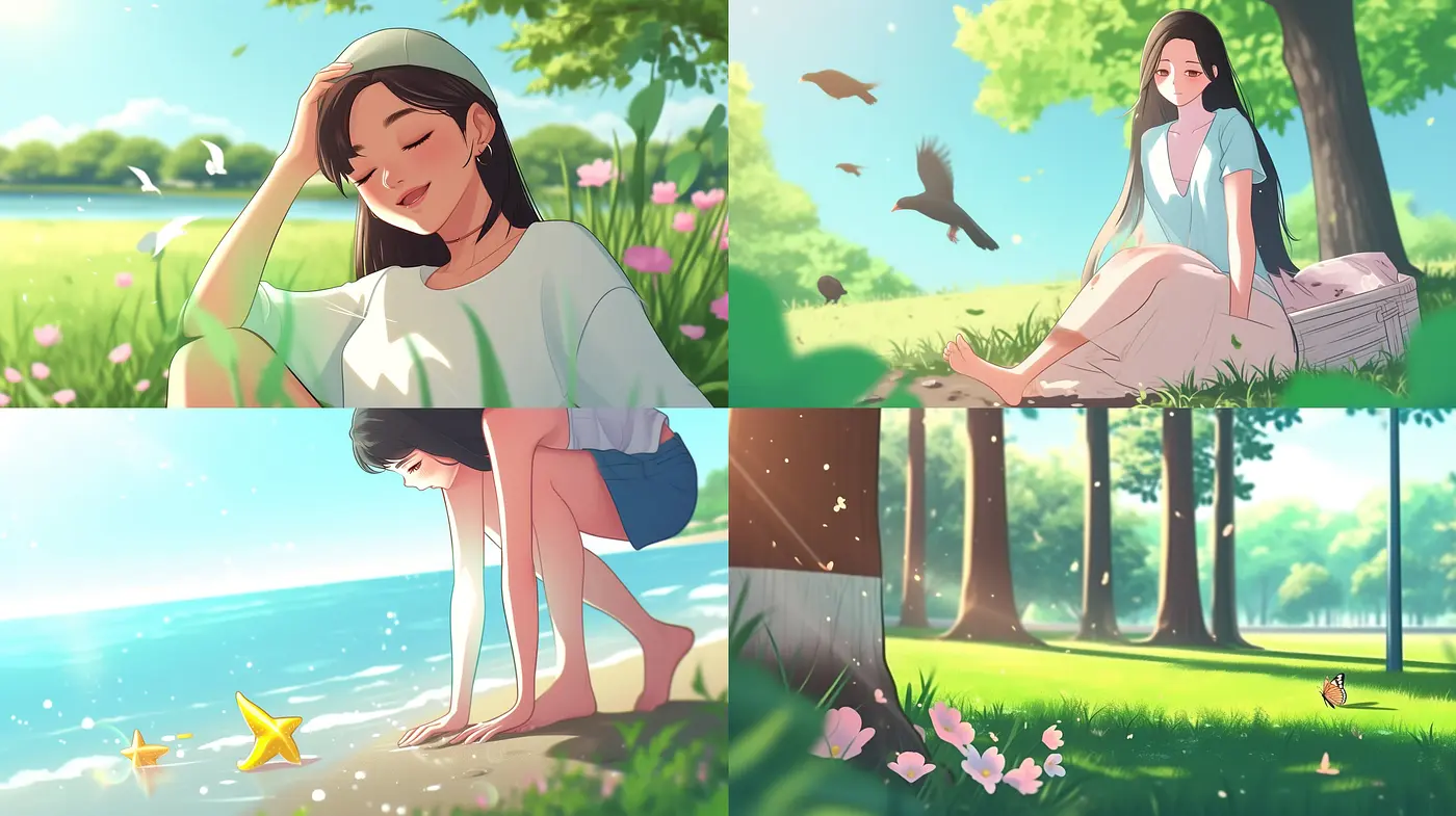 Consistent Essence of Luminous Dreamscape in a Modern Anime-Inspired Style - Midjourney sref style