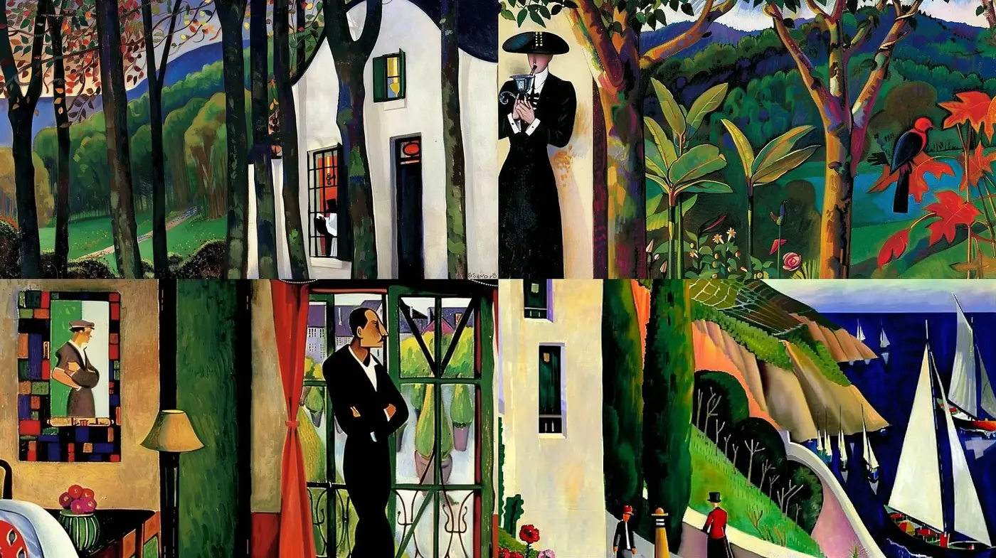 Stylized Tropical Elegance with a Hint of Art Deco - Midjourney sref style